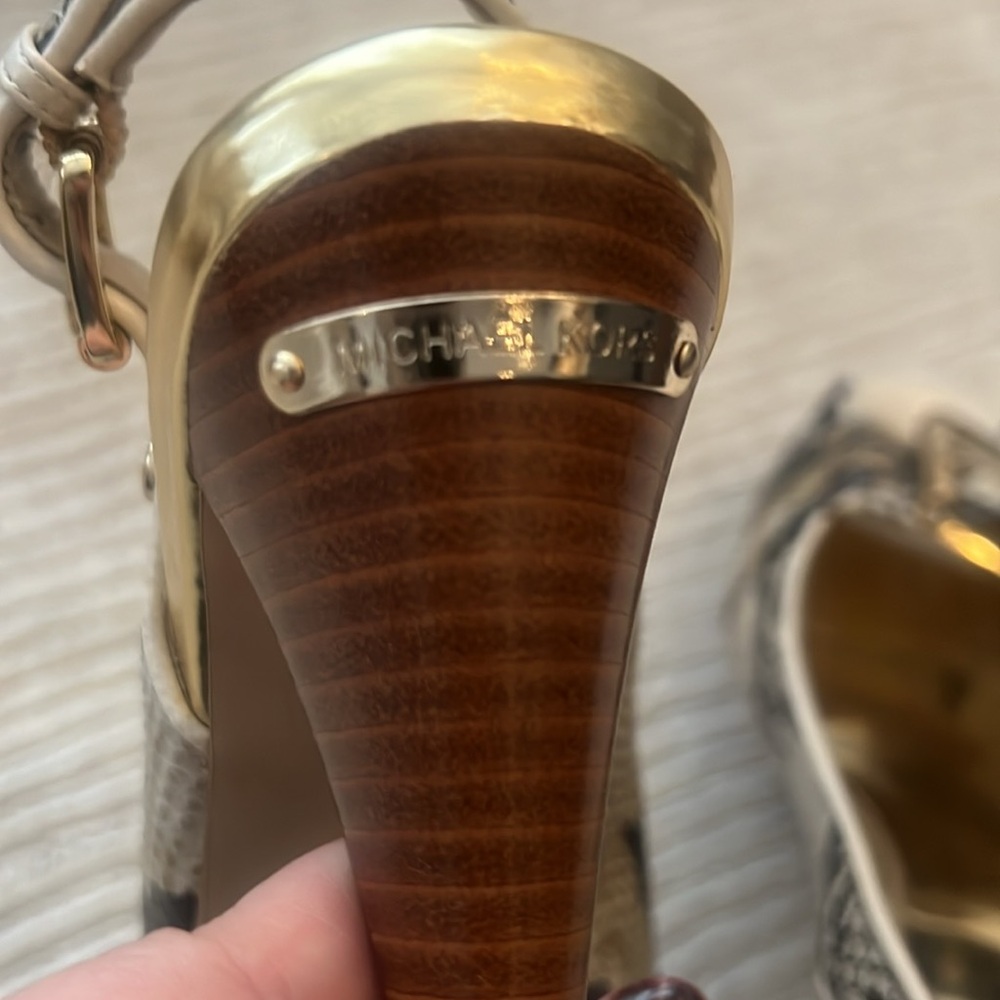 Michael Kors Snakeskin Peep-Toe Heels - Picture 6 of 7